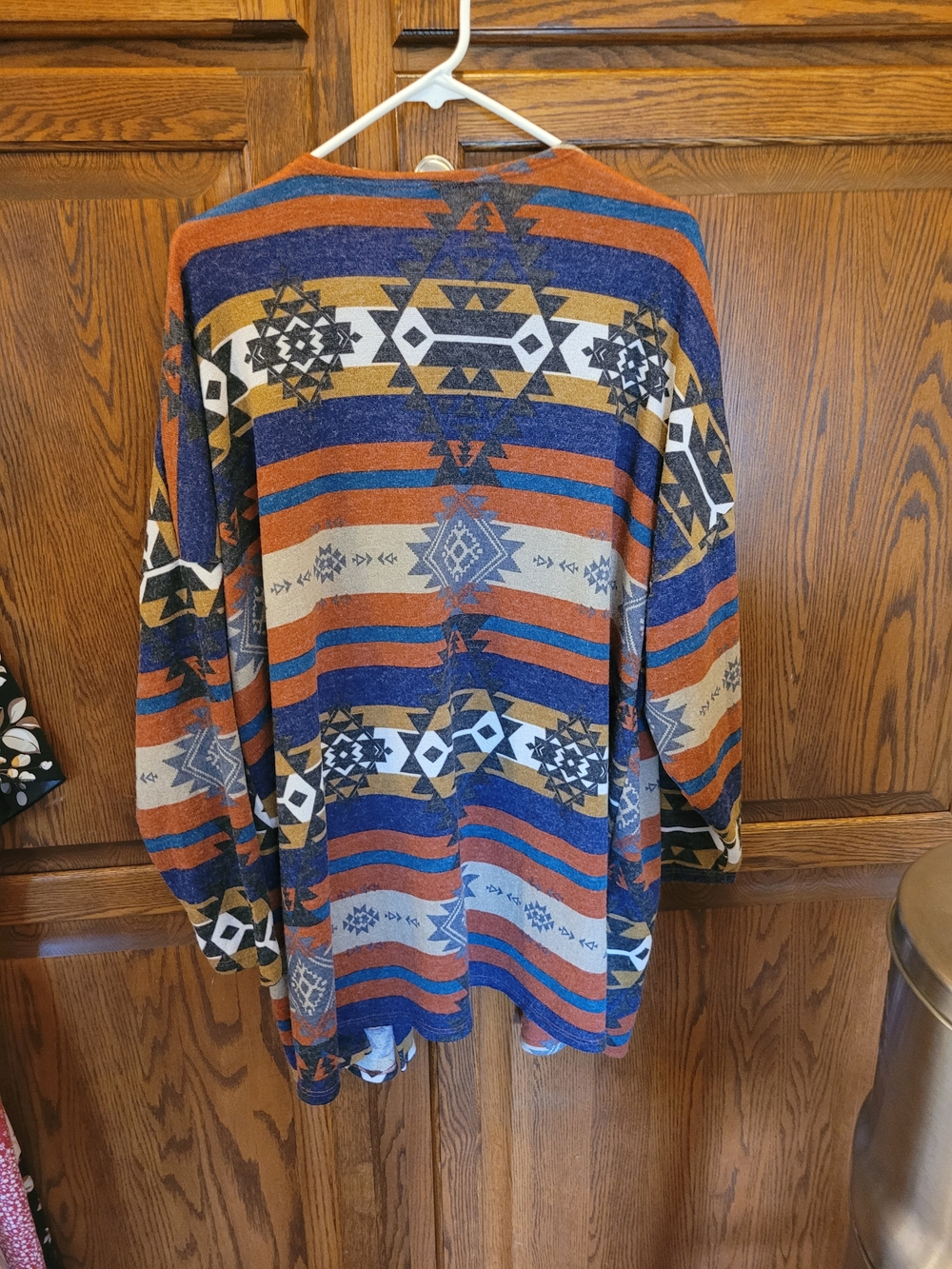 Scarlett Open-Front Tribal Cardigan in Rust, Navy & Cream - Picture 2 of 3